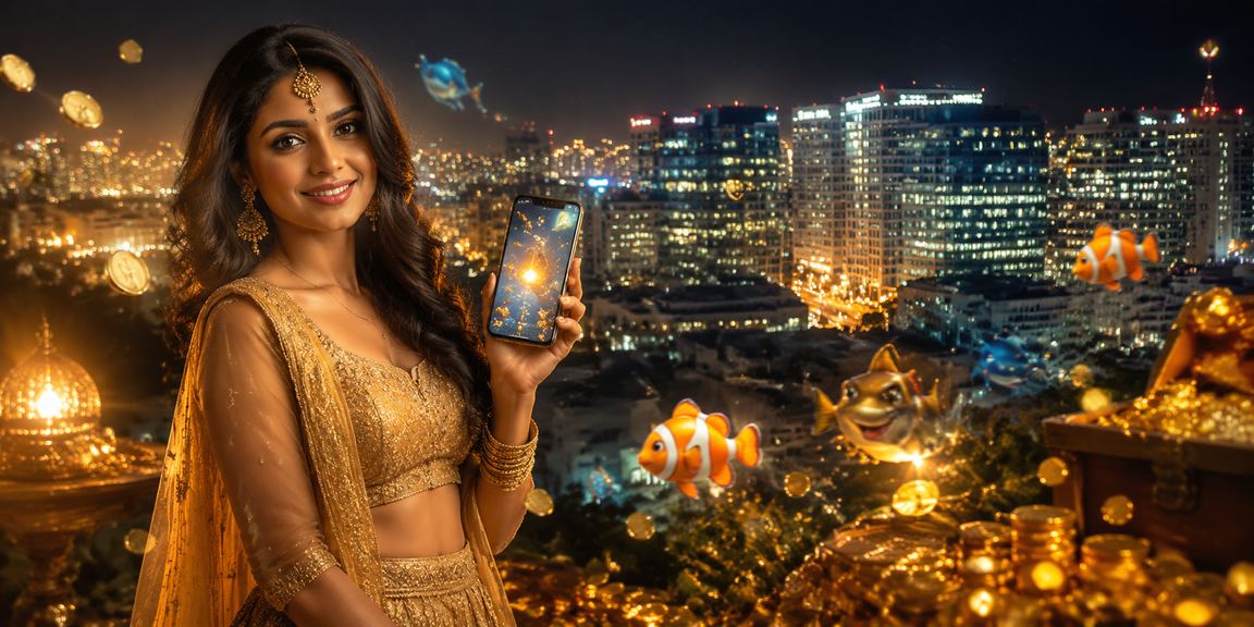 Indian player enjoying fishing themed game on mobile